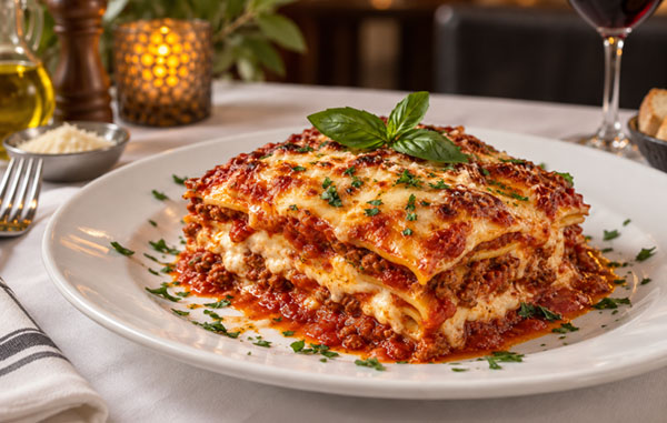 picture of lasagna served at portobello italian restaurant jupiter